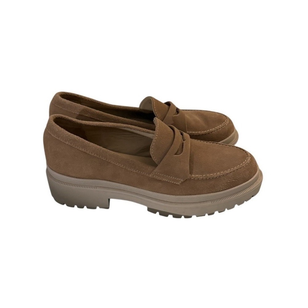 PATINA Woman's Zoe Chunky Suede Penny Loafer 11M Taupe Sand Preppy Lug Sole NWOB - Picture 4 of 9
